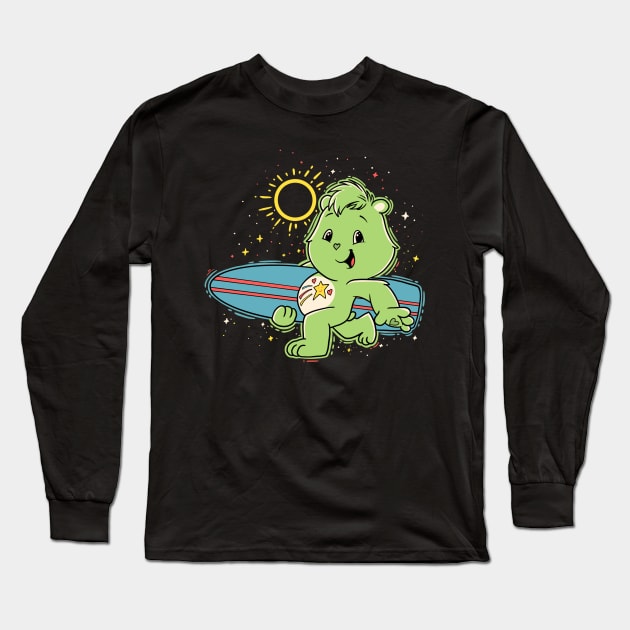 Care Bear With Surfboard Long Sleeve T-Shirt by mixedaiart